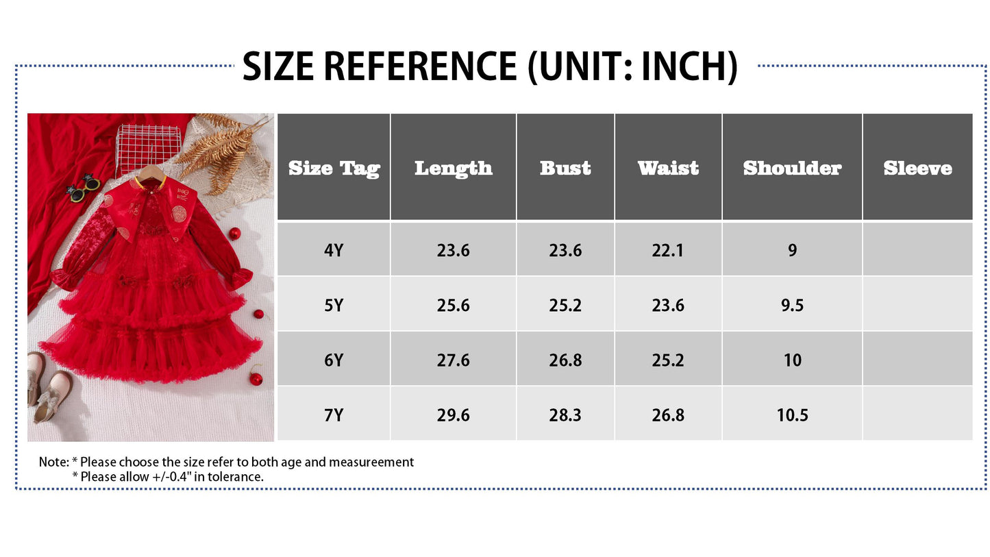 Girl's New Year's Day Party Dress New Chinese style Long Sleeve Velvet With Removable shawl Suitable For New Year's Eve Event Party