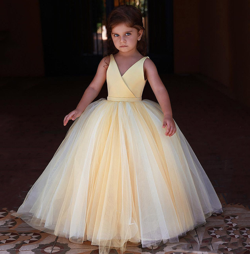 Toddler A line V Neck Pageant Dresses Flower Girls Dress for Wedding