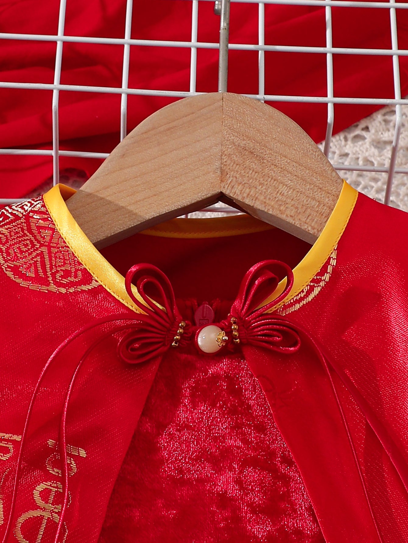 Girl's New Year's Day Party Dress New Chinese style Long Sleeve Velvet FanHao Dress Girl's New Year's Day Party Dress New Chinese style Long Sleeve Velvet FanHao Dress